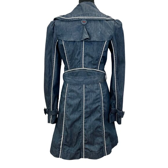 VINTAGE 90s-Y2K Guess Denim Trench Coat Jacket - Picture 8 of 14